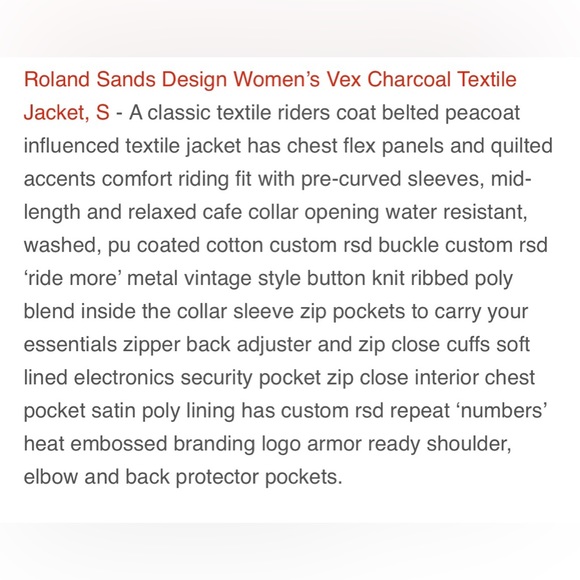 Roland sands womens textile motorcycle riding jacket - Picture 11 of 11